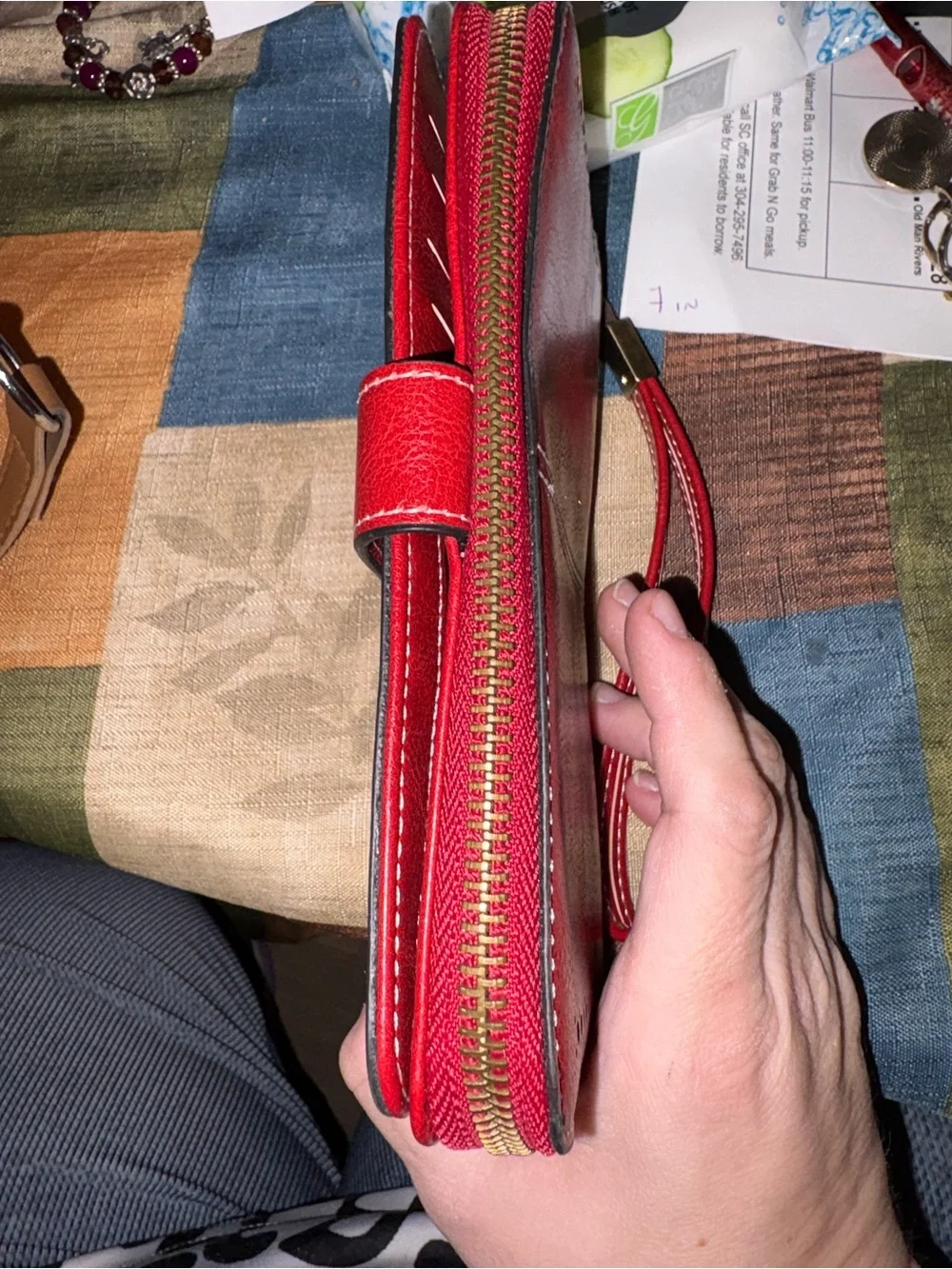 Red Studded Wristlet Wallet